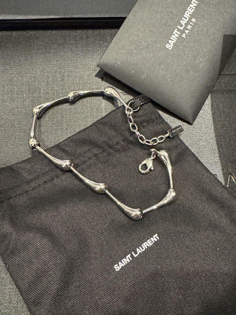 大*！様 SAINT LAURENT シルバー 骨型リンクブレスレット