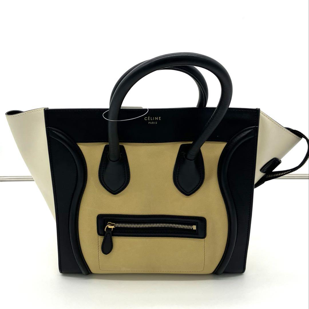 CELINE ラゲージミニ ハンドバッグ バイカラー ベージュ ブラック