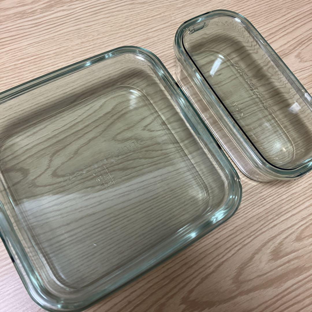 iwaki(イワキ) 耐熱ガラス 保存容器 グリーンM、L1つずつセット
