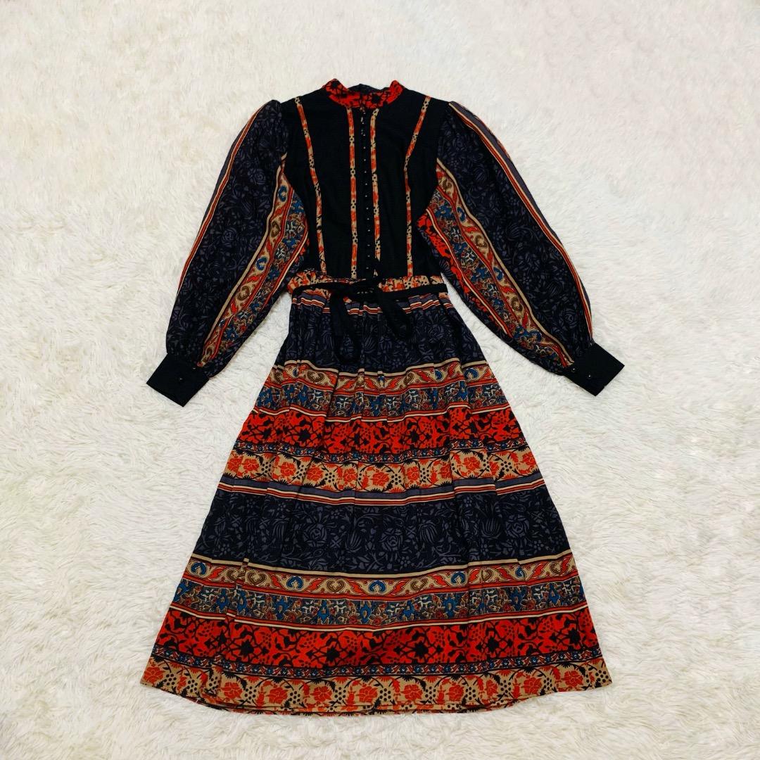 1970s1980sイギリス製ORIGIN花柄ヴィンテージワンピース_20