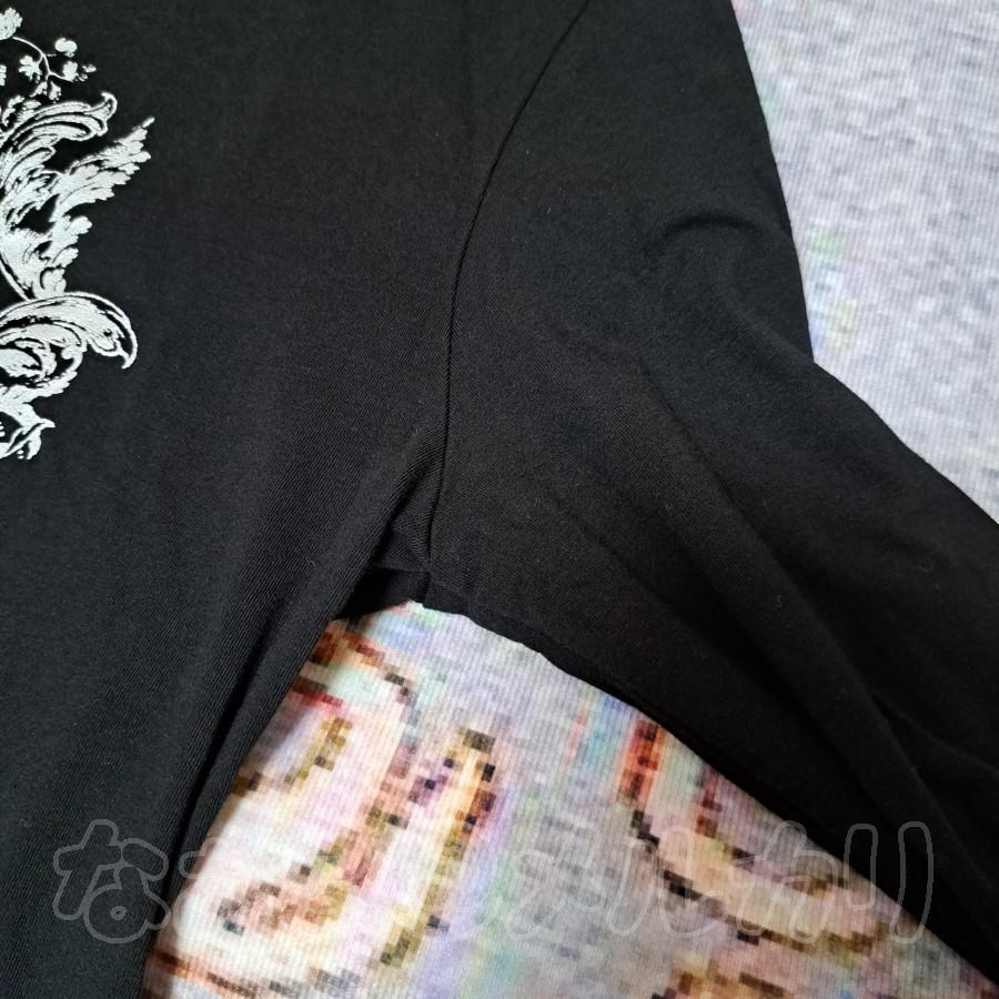 プトマヨ　黒　ギャザー　猫　紋章　ラメ　薄手　長袖　可愛い　ゴシック　レディース