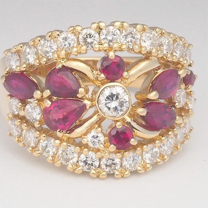 タサキ TASAKI ルビー/1.38ct ダイヤ/1.04ct リング K18