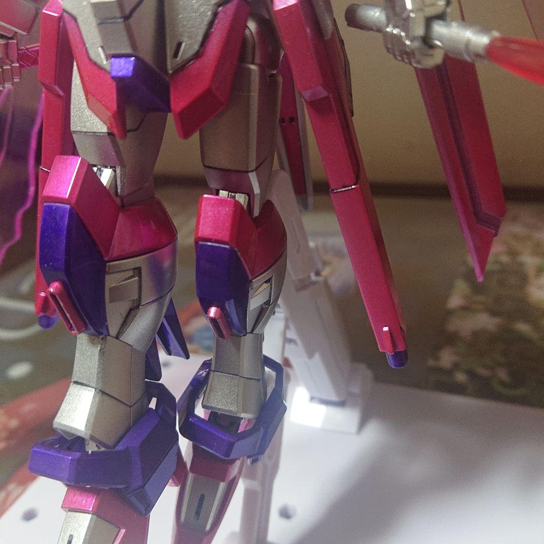塗装完成品 マイティーストライクフリーダムガンダム光の翼 専用アクションベース