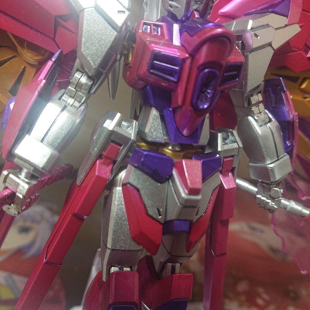 塗装完成品 マイティーストライクフリーダムガンダム光の翼 専用アクションベース