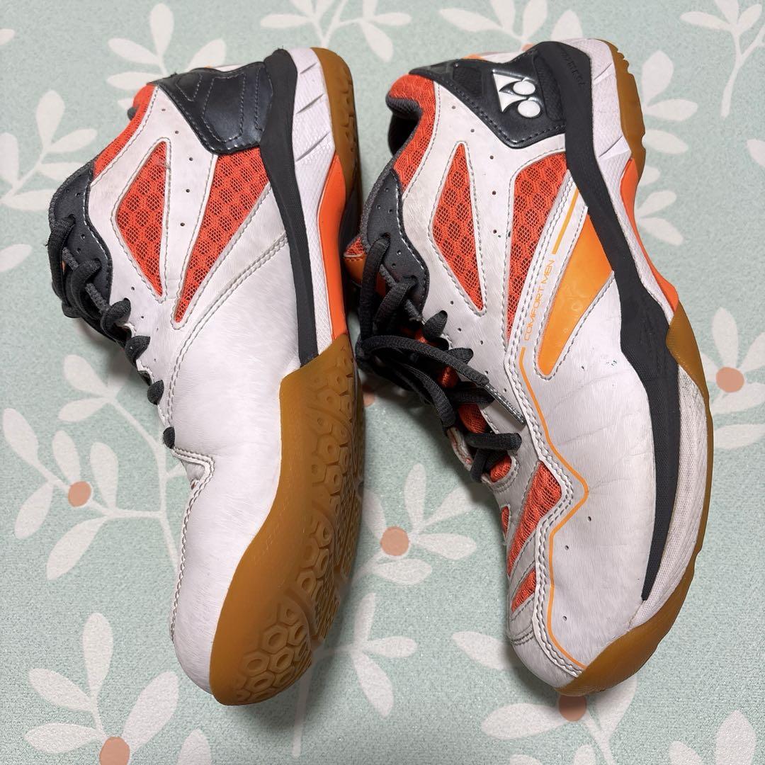 【YONEX】バドミントンシューズ＊ホワイト/オレンジ/25.5cm