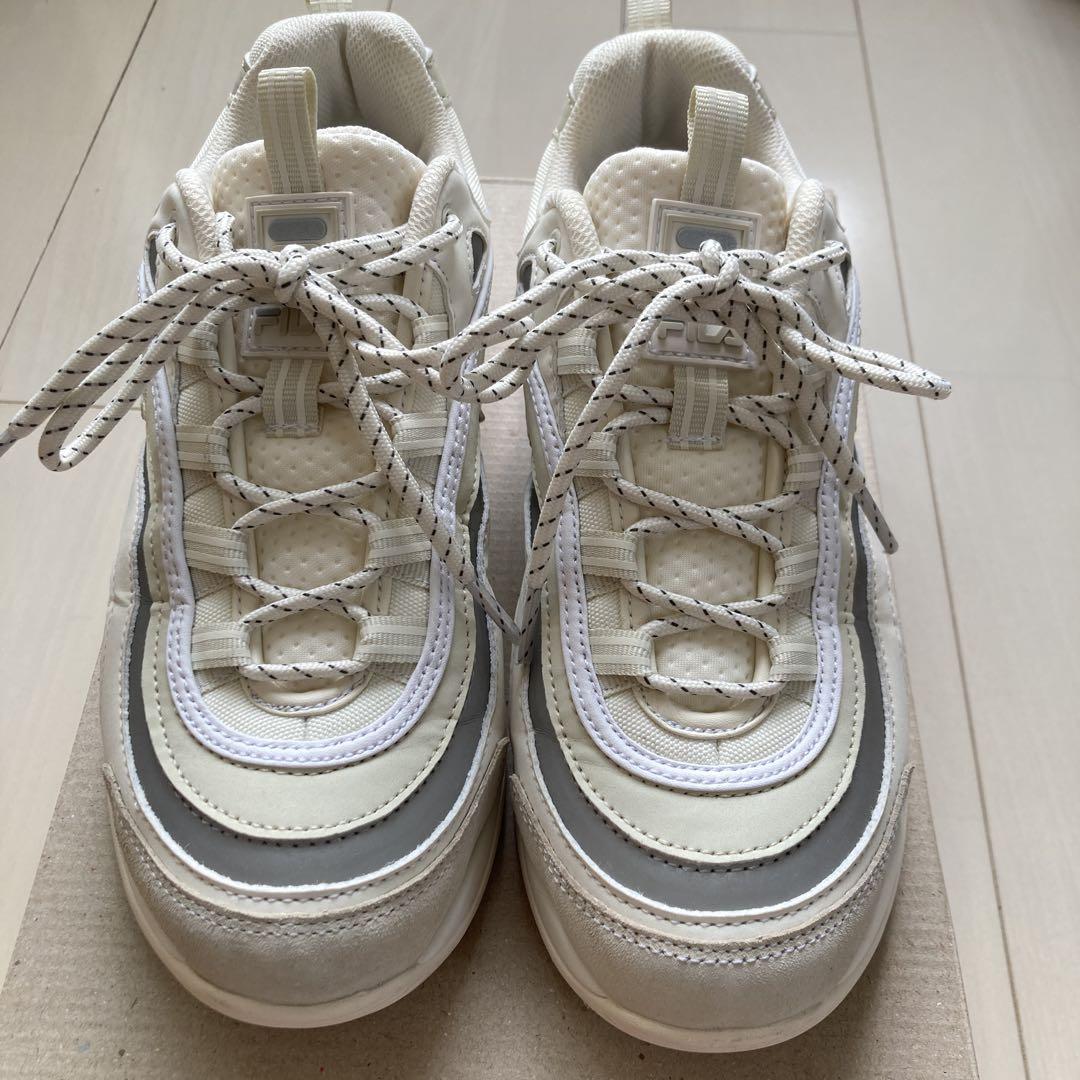 美品　B:FIRST着用モデル　FILA ホワイト グレー スニーカー　25.5