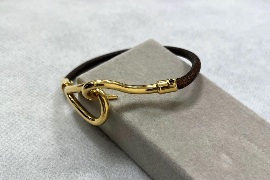 【正規品】エルメス ジャンボ レザーブレスレット ゴールド