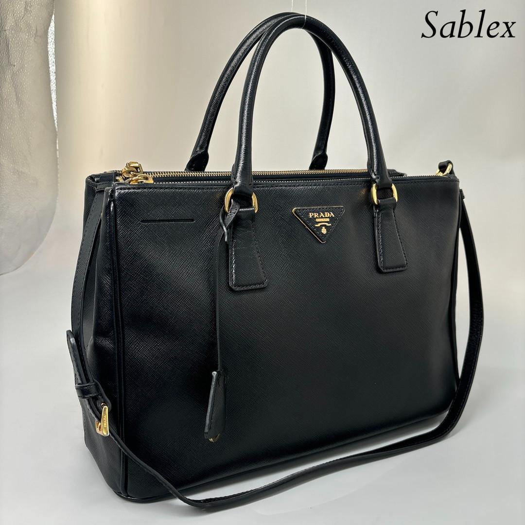 【超極美品】PRADA プラダ ガレリア 三角ロゴ ゴールド金具 2way