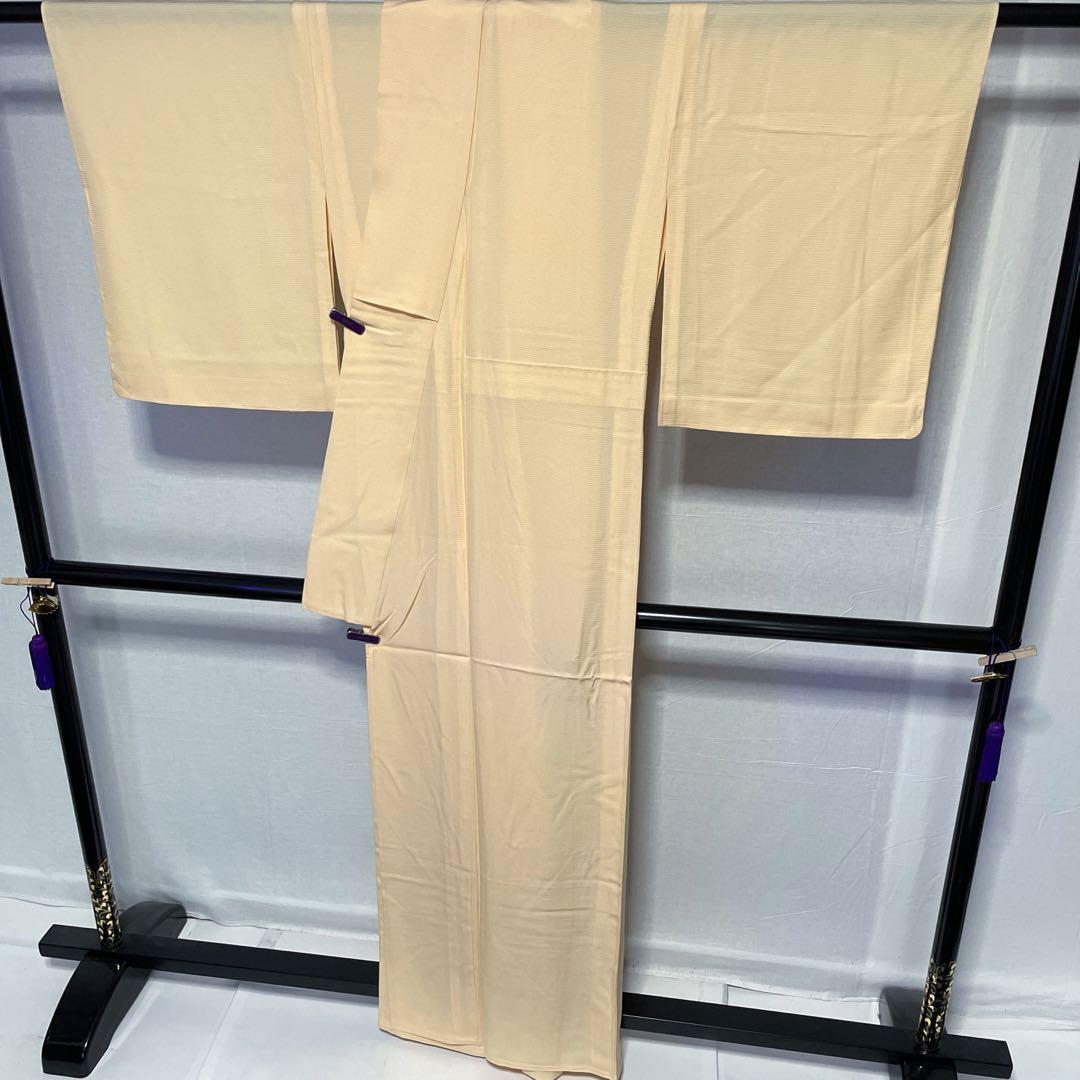 D561 夏着物 色無地 オレンジ 一つ紋 絽 正絹 着物・浴衣