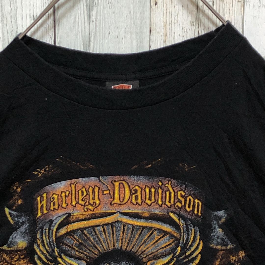 USA製 ハーレーダビッドソン スカル 両面ビッグプリント 黒 3XL T