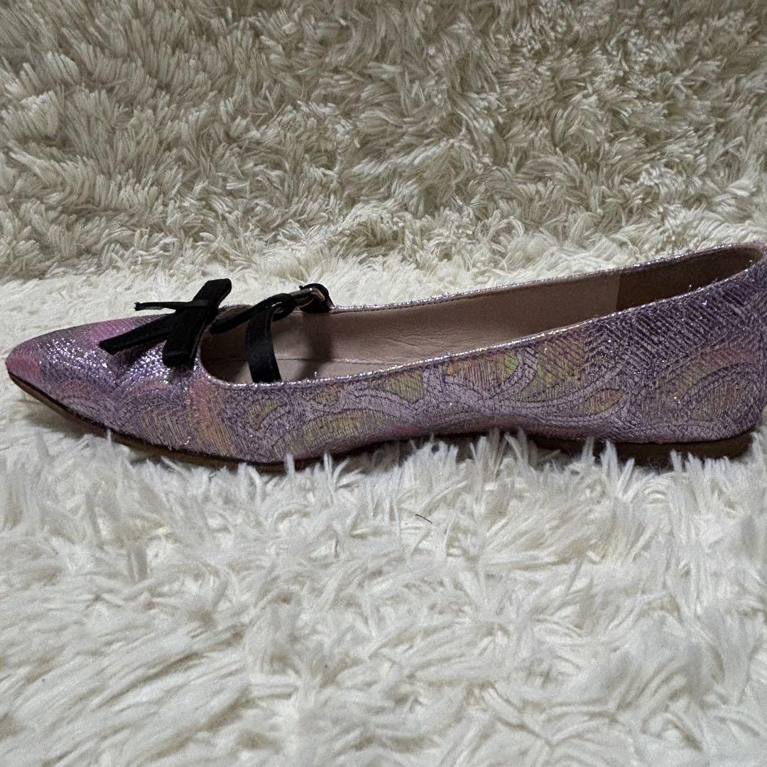 miumiu フラットシューズ　パンプス　リボン ポインテッドトゥ　36 1/2