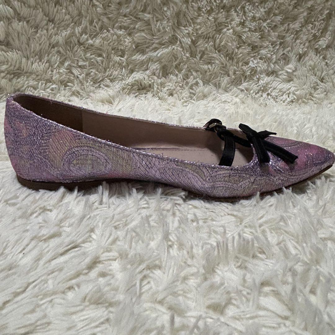 miumiu フラットシューズ　パンプス　リボン ポインテッドトゥ　36 1/2