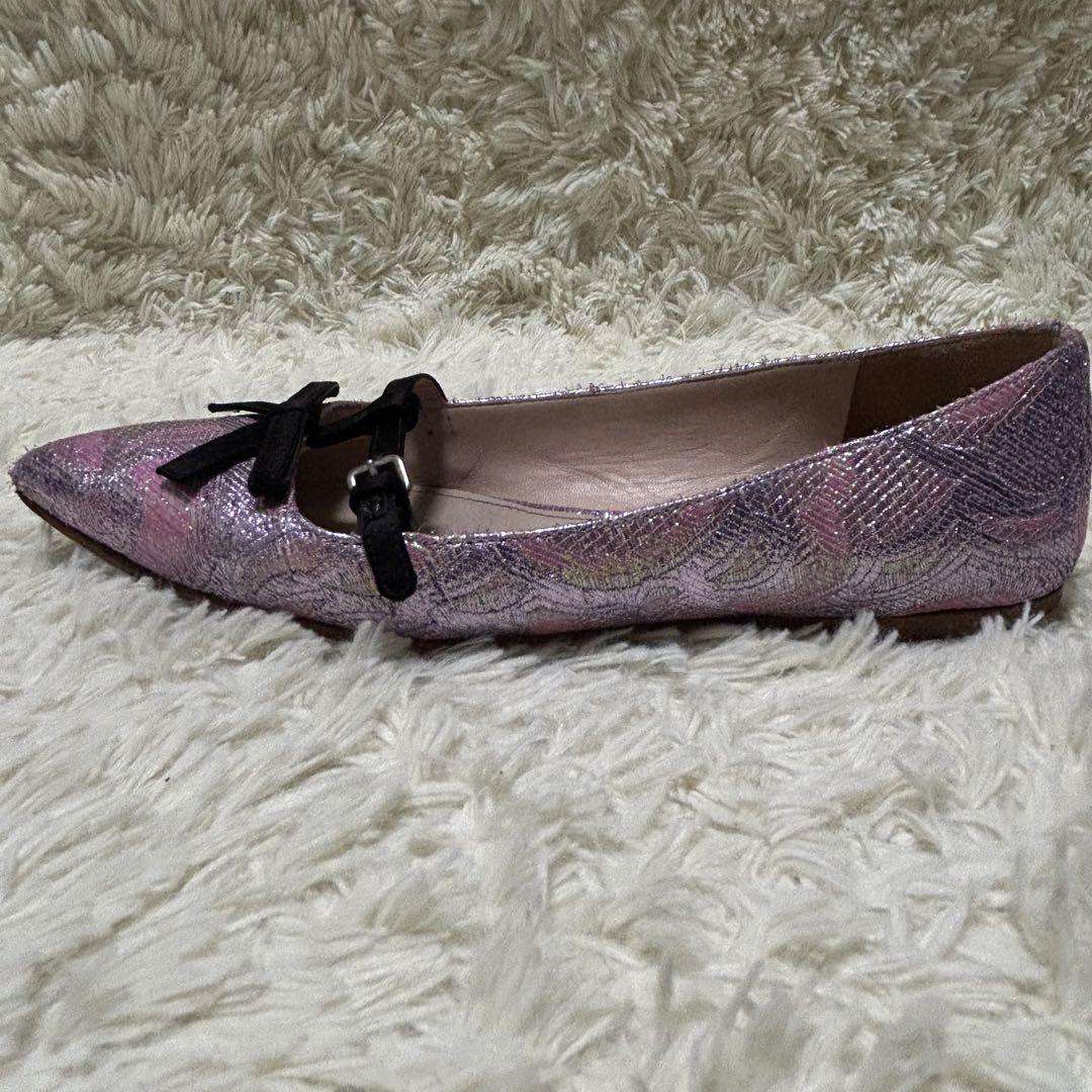 miumiu フラットシューズ　パンプス　リボン ポインテッドトゥ　36 1/2