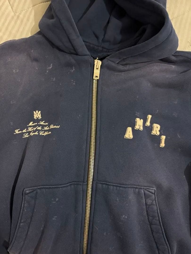 AMIRI ネイビー パーカー ジッパー付き