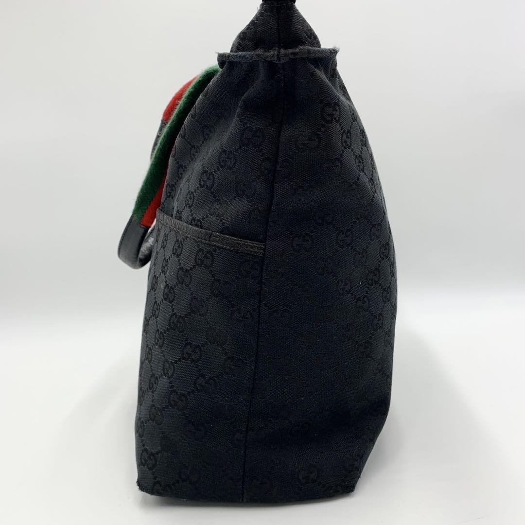 GUCCI トートバッグ GGキャンバス シェリーライン ブラック 肩掛けバック