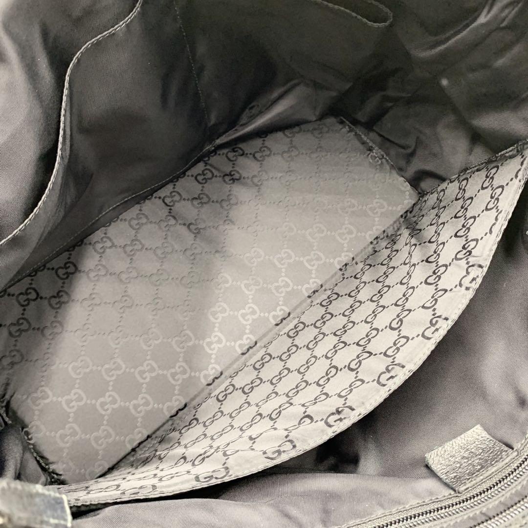 GUCCI トートバッグ GGキャンバス シェリーライン ブラック 肩掛けバック
