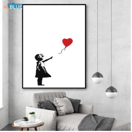 メルカリ 赤い風船に手を伸ばす少女 Girl With Balloon 06年 絵画 タペストリ 1 490 中古や未使用のフリマ