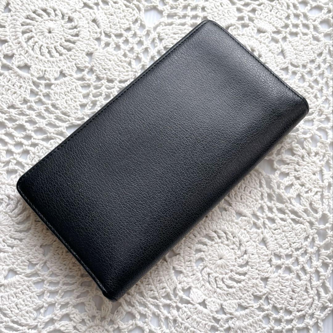 極美品　CHANEL シャネル　カメリア　フラップ　長財布　ブラック