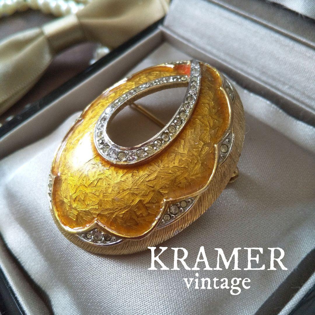 ヴィンテージ KRAMER クレーマー オーバルブローチ モダン 装飾 アメリカ