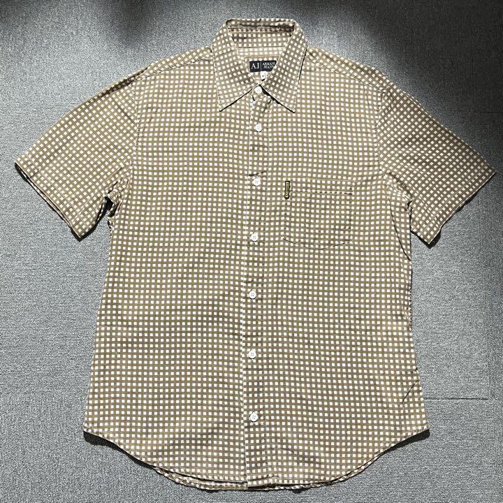 90s00s オールド アルマーニ ジーンズ ドッド 水玉 総柄 シャツ 古着