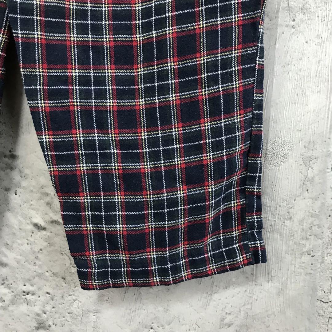 yz62古着　チェックパンツ　パジャマパンツ　紺　赤　白　黄　90s Y2K