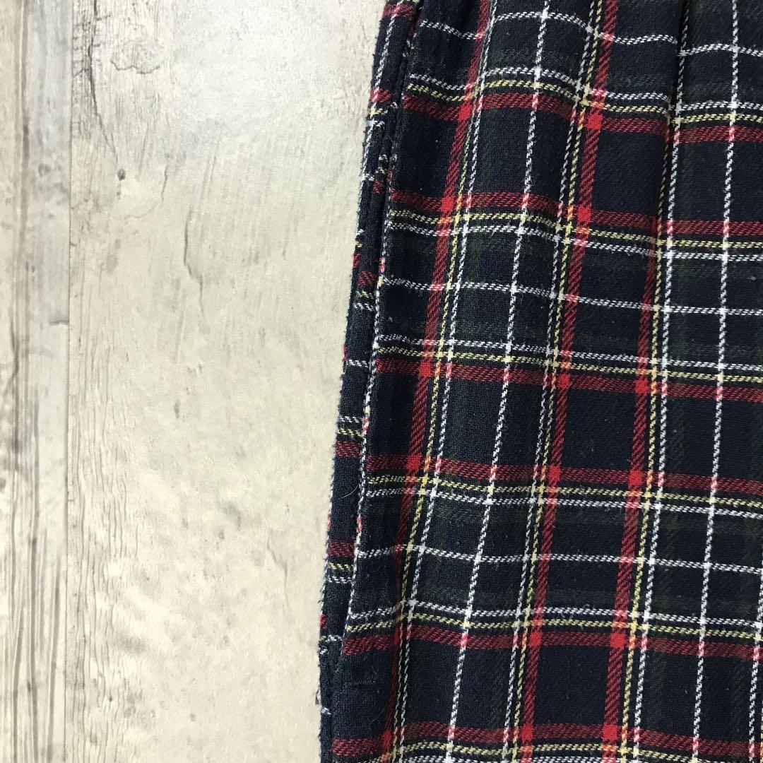 yz62古着　チェックパンツ　パジャマパンツ　紺　赤　白　黄　90s Y2K