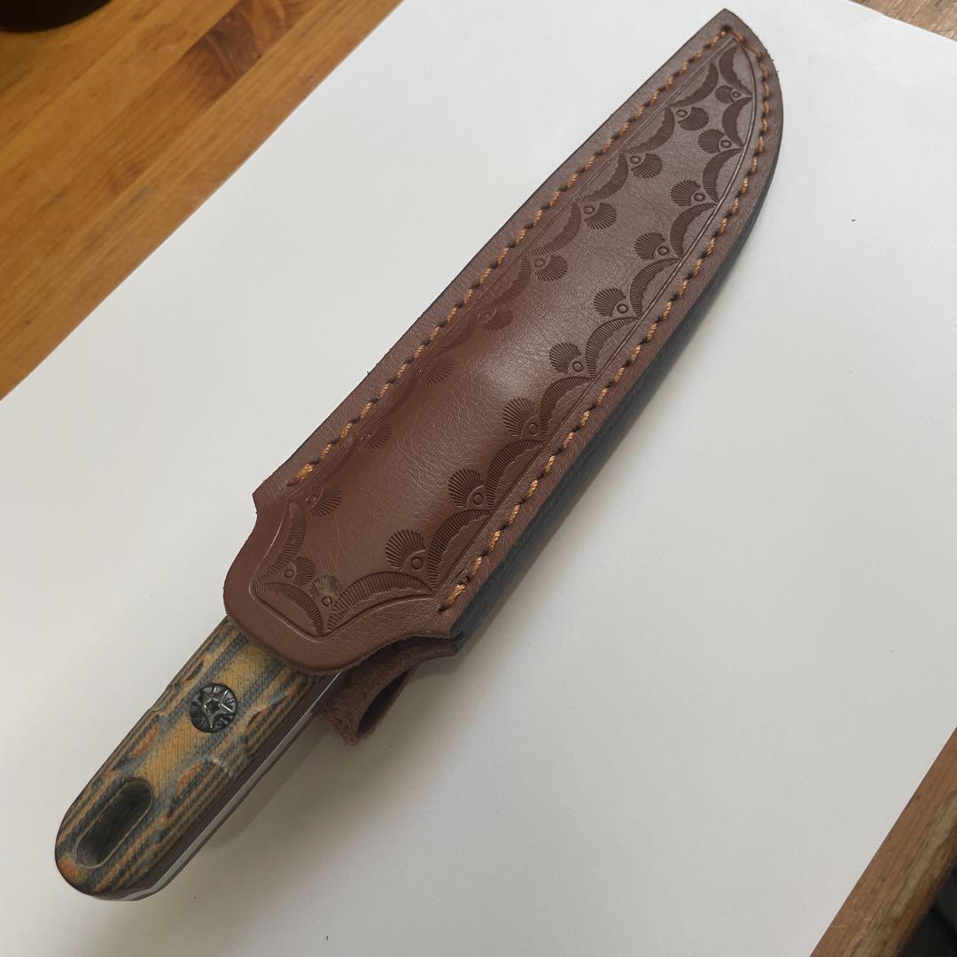 AUBEGY D2鋼ナイフ レザーシース付き