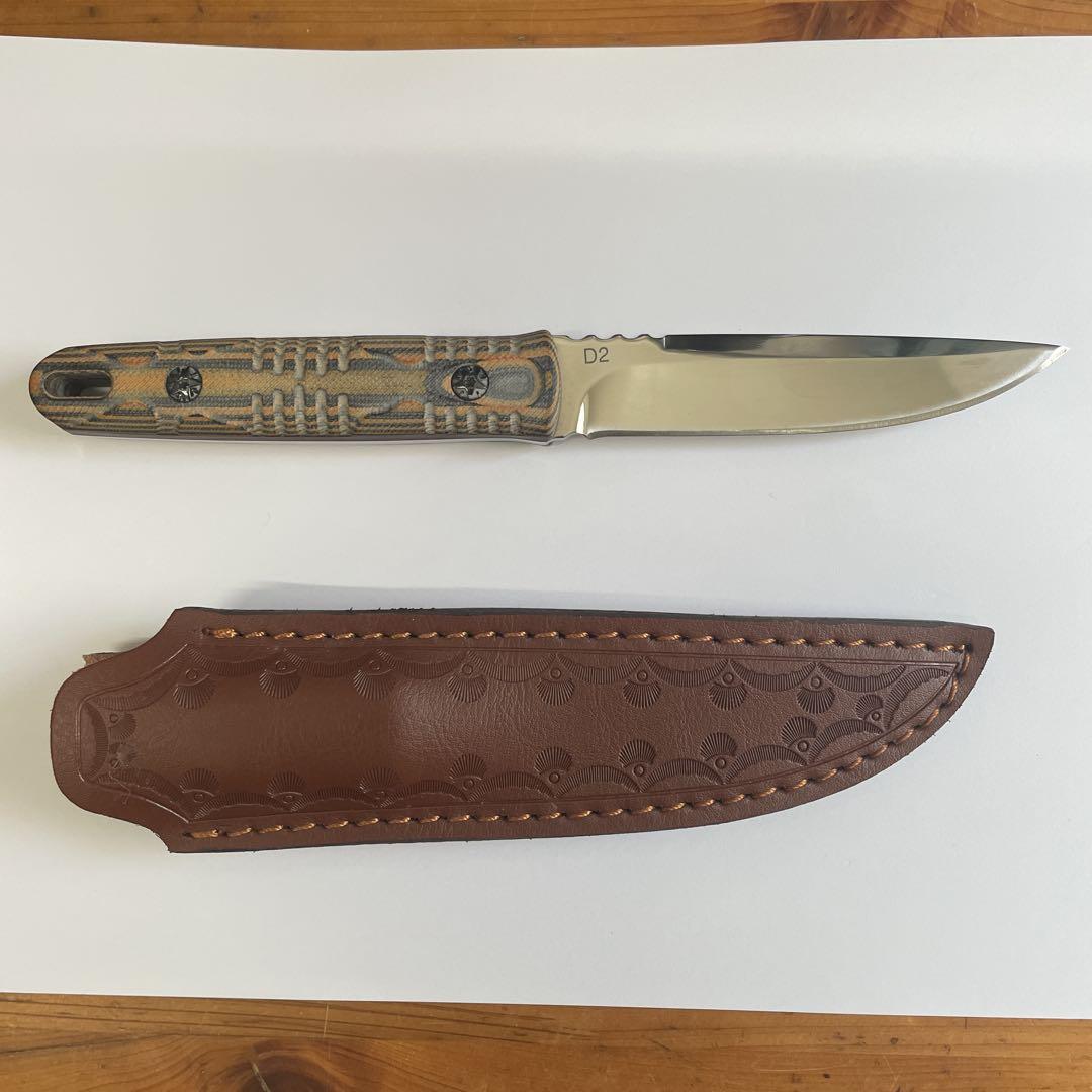 AUBEGY D2鋼ナイフ レザーシース付き