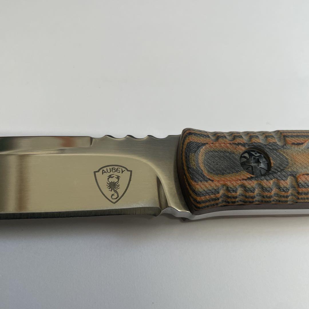 AUBEGY D2鋼ナイフ レザーシース付き