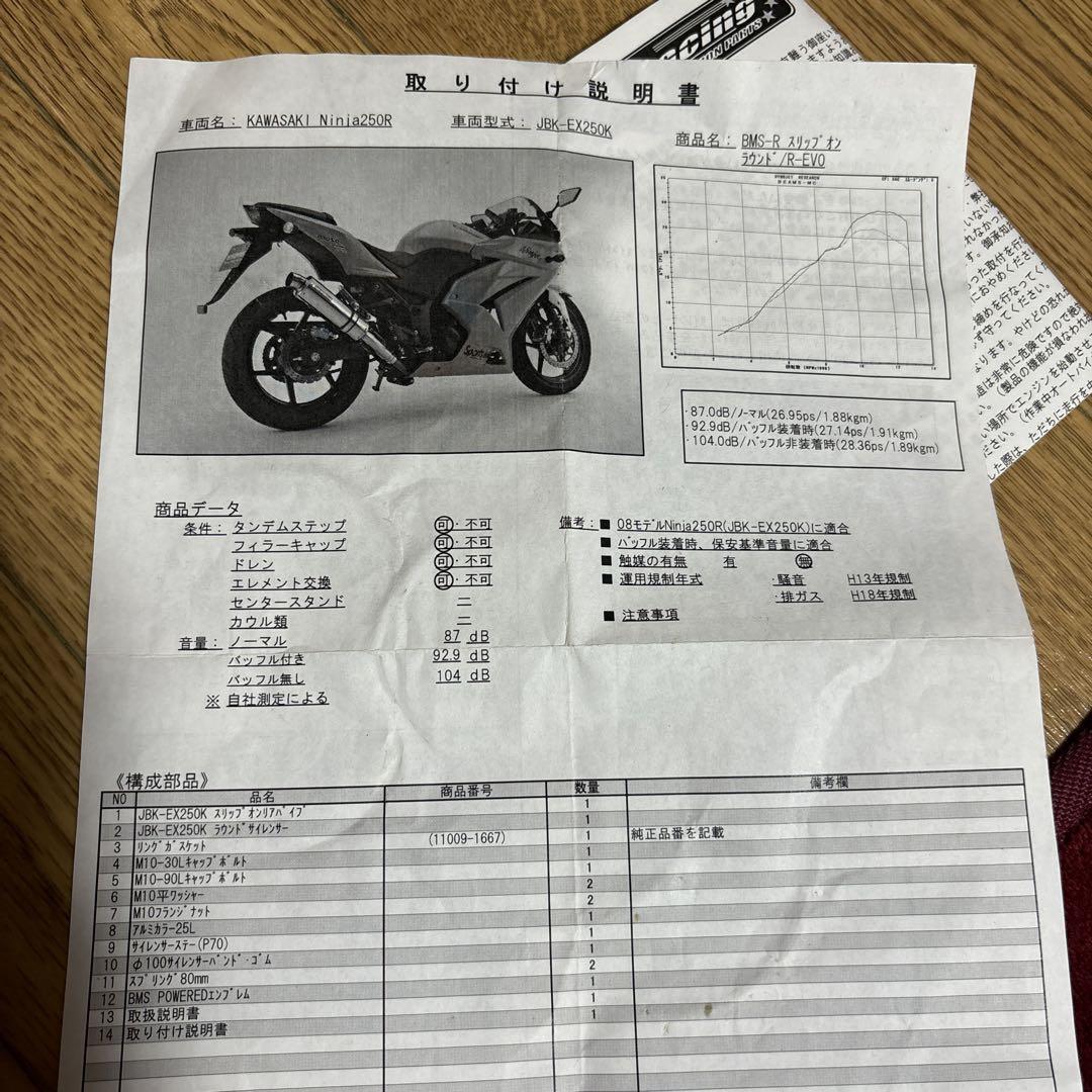 美品 Ninja250R BMS POWERD'S ステンレス マフラー