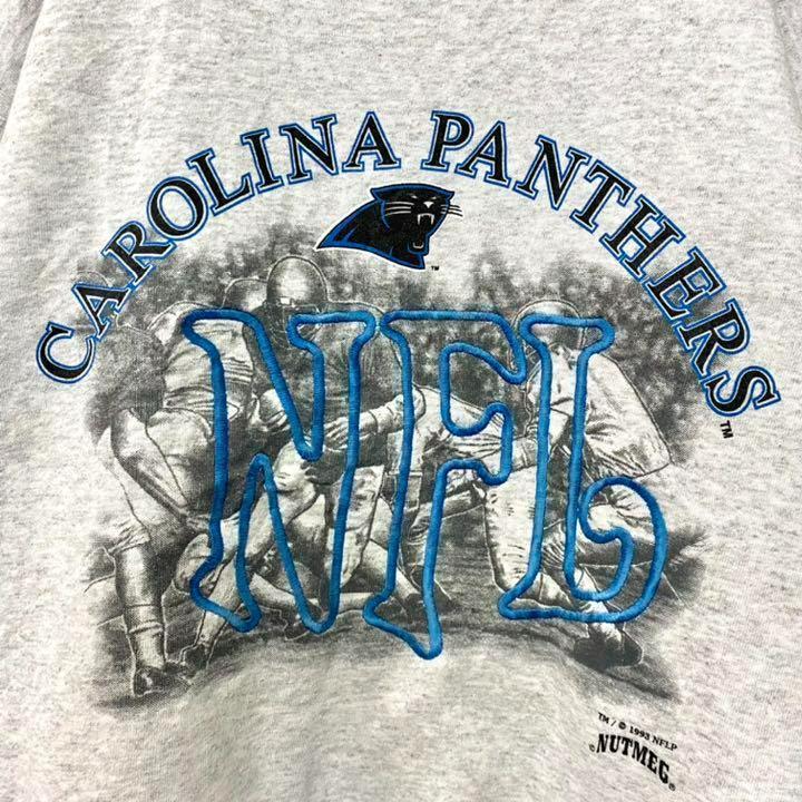 【レアL☆USA製90s】NFL パンサーズ 刺繍スウェットトレーナー ホワイト