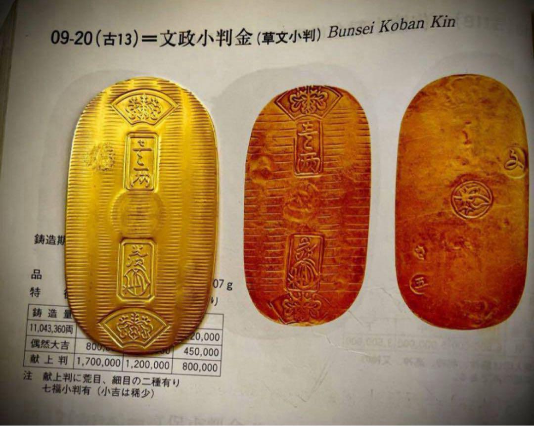 文政小判金 偶然大吉（極美品） 日本貨幣商協同組合鑑定書付