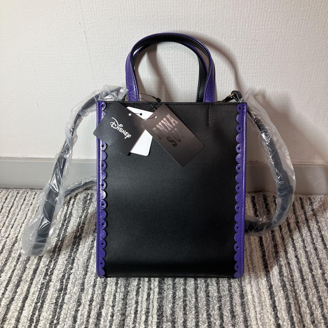 【未使用品】アナスイ×ディズニー アリス 2WAY ハンドバッグ ブラック 未使用品】アナスイ×ディズニー アリス 2WAY ハンドバッグ