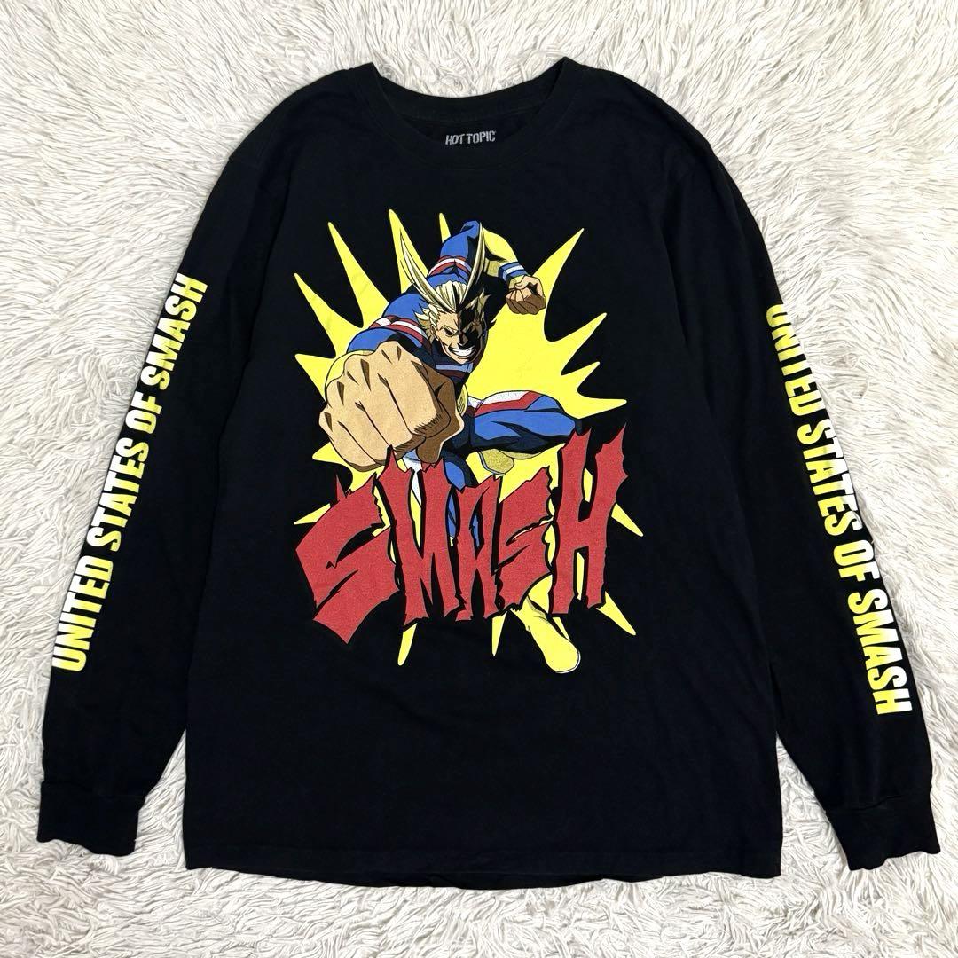 US古着 僕のヒーローアカデミア オールマイト ロンT 長袖Tシャツ 袖プリント