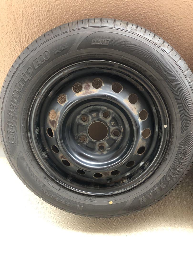 つむまる① 195/65R15 夏タイヤ・スチールホイール2本セット
