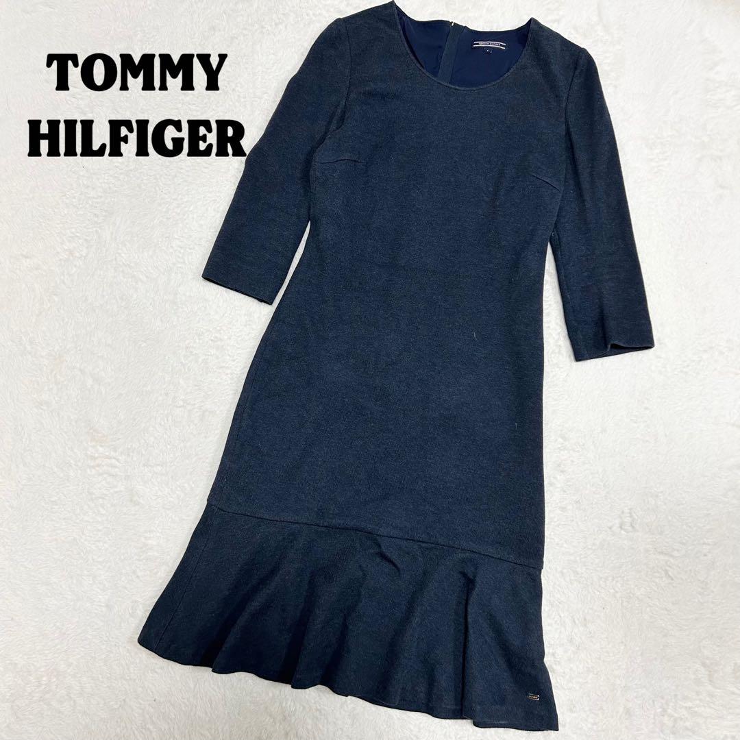 TOMMY HILFIGER ワンピース 裾フレア サイズ6 ネイビー