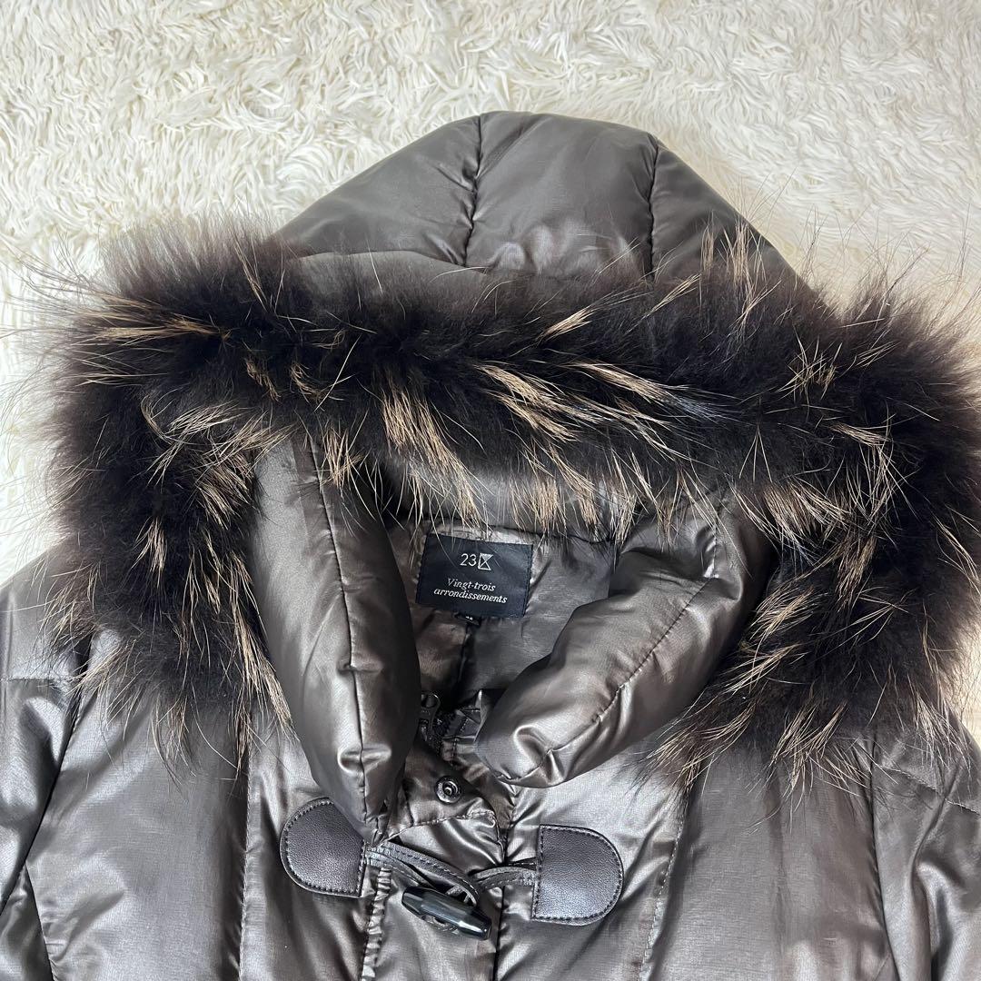 極美品 23区 大きいサイズ 46 3XL ダウンコート リアルファー