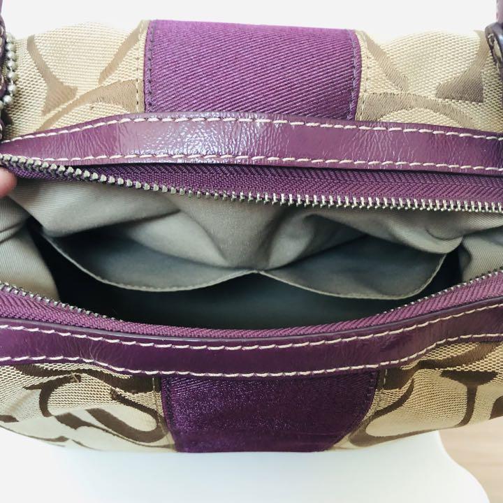 美品】コーチ シグネチャー バッグ プラム パープル COACH