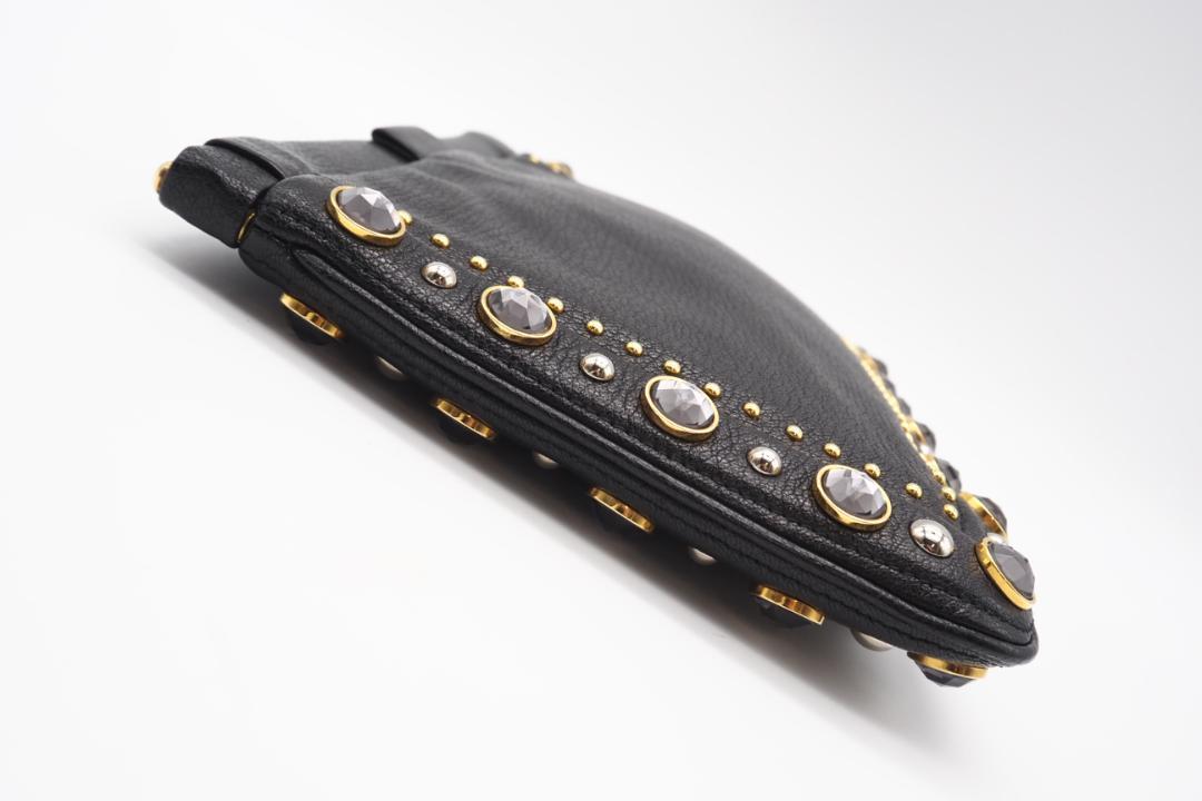 MIU MIU クラッチバッグ レザー ビジュー クラッチバッグ ブラック AB