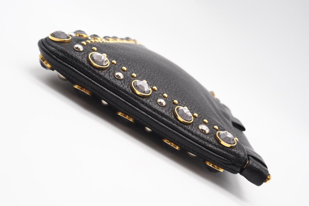 MIU MIU クラッチバッグ レザー ビジュー クラッチバッグ ブラック AB