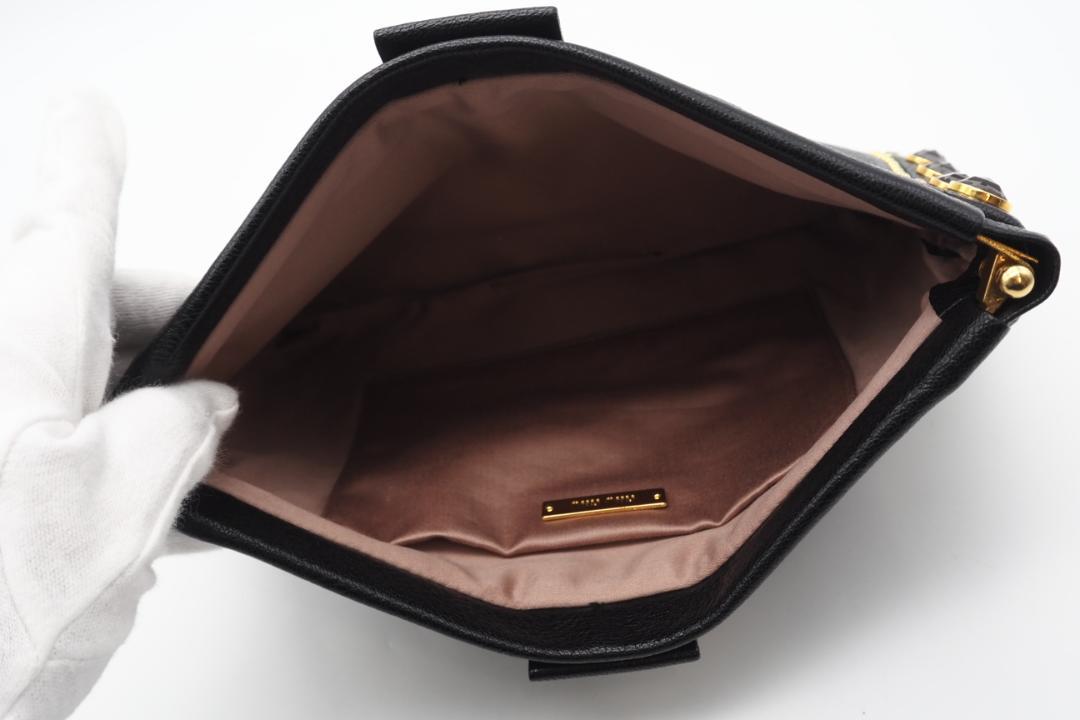 MIU MIU クラッチバッグ レザー ビジュー クラッチバッグ ブラック AB