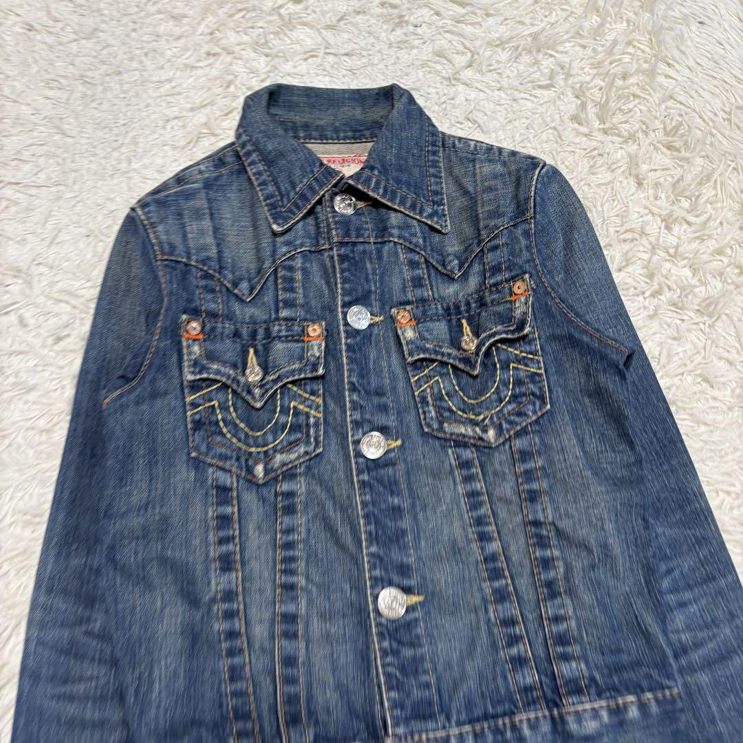 希少 L トゥルーレリジョン デニムジャケット 刺繍 ひ y2k 00s 希少 L トゥルーレリジョン デニムジャケット 刺繍 ひ y2k 00s