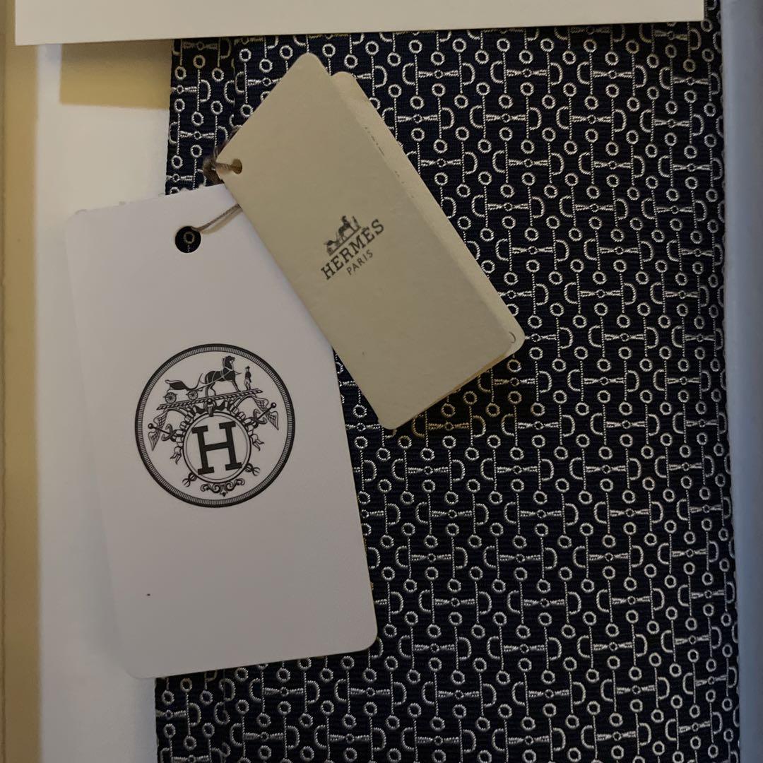 新品　エルメスHERMES ネクタイ　シルクツイルタイ7cm ドゥブル•ボーシェ