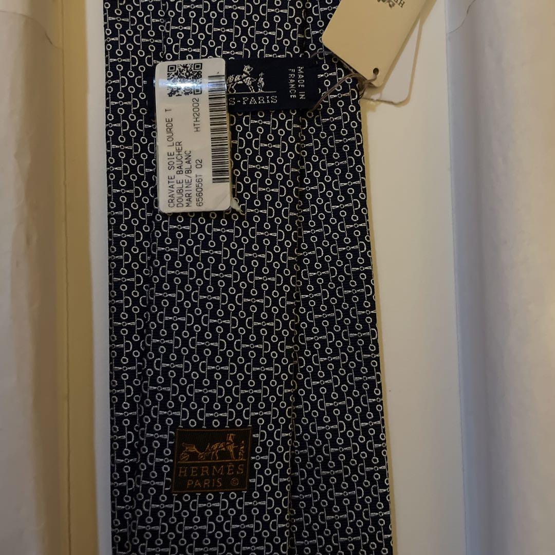 新品　エルメスHERMES ネクタイ　シルクツイルタイ7cm ドゥブル•ボーシェ