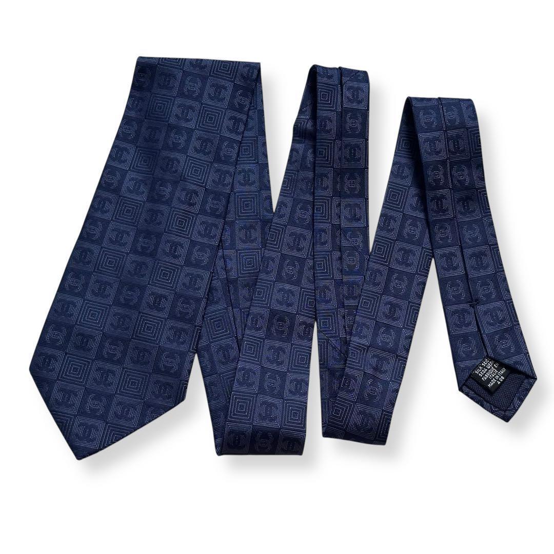 美品✨CHANEL ネクタイ　シャネル ココマーク　ジャガード　チェーン