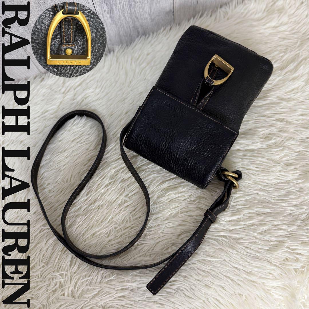 美品♡RALPH LAUREN ラルフローレン ロゴ レザー ショルダー