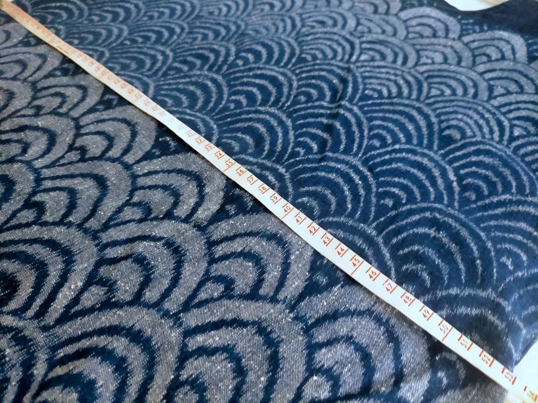 藍染　波模様 半袖ワンピース 藍美人