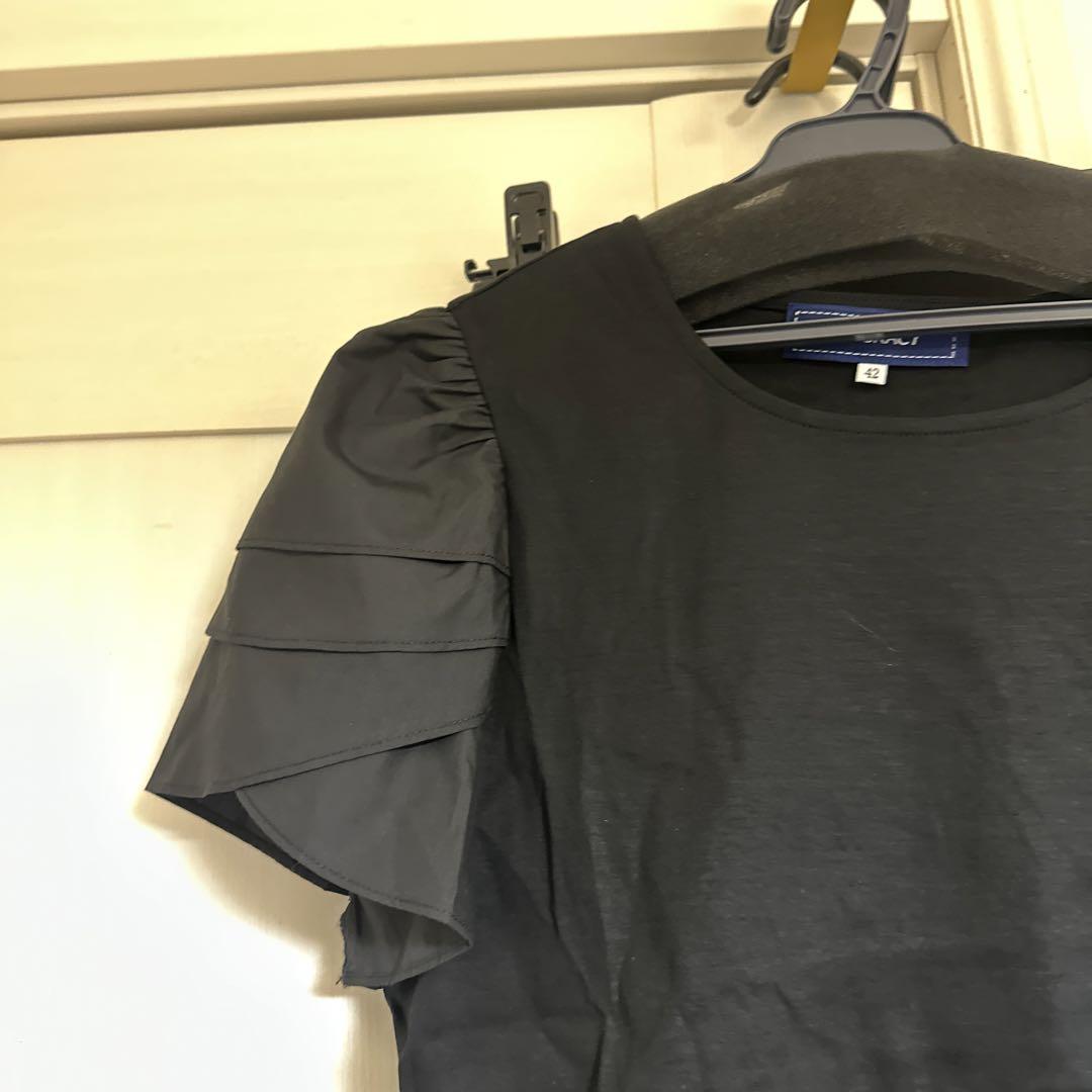 ms gracy ブラック フリル袖 Tシャツ 42