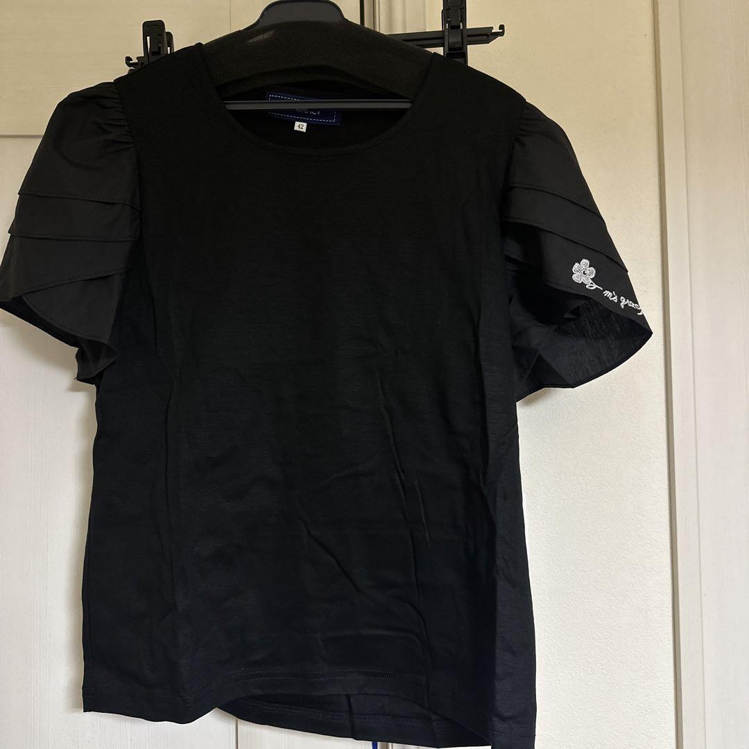 ms gracy ブラック フリル袖 Tシャツ 42