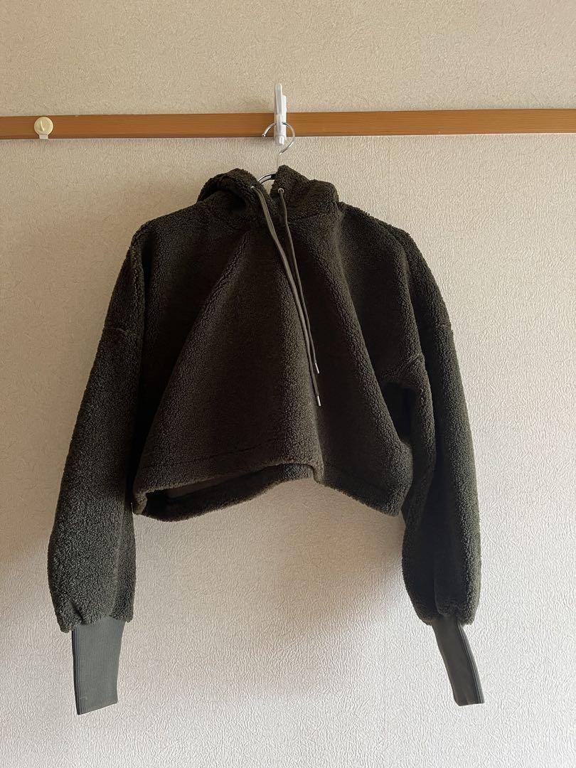 【美品】converseショートパーカー　オリーブグリーン フリース